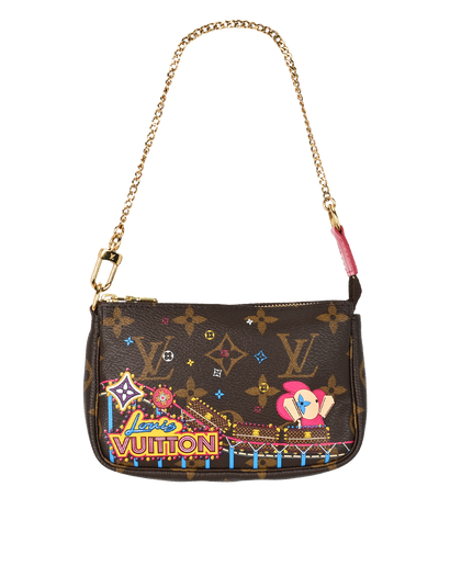 Vivienne Christmas 2020 Mini Pochette, &pound;550, Brown, Canvas, Front view